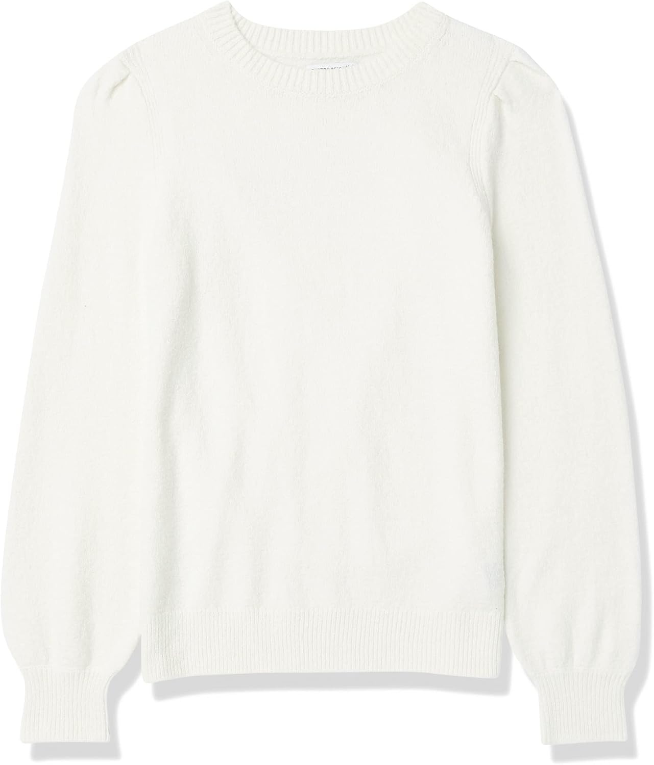 image:imageAmazon Essentials Womens RelaxedFit Soft Touch Long Sleeve Pleated Shoulder Crewneck SweaterIvory