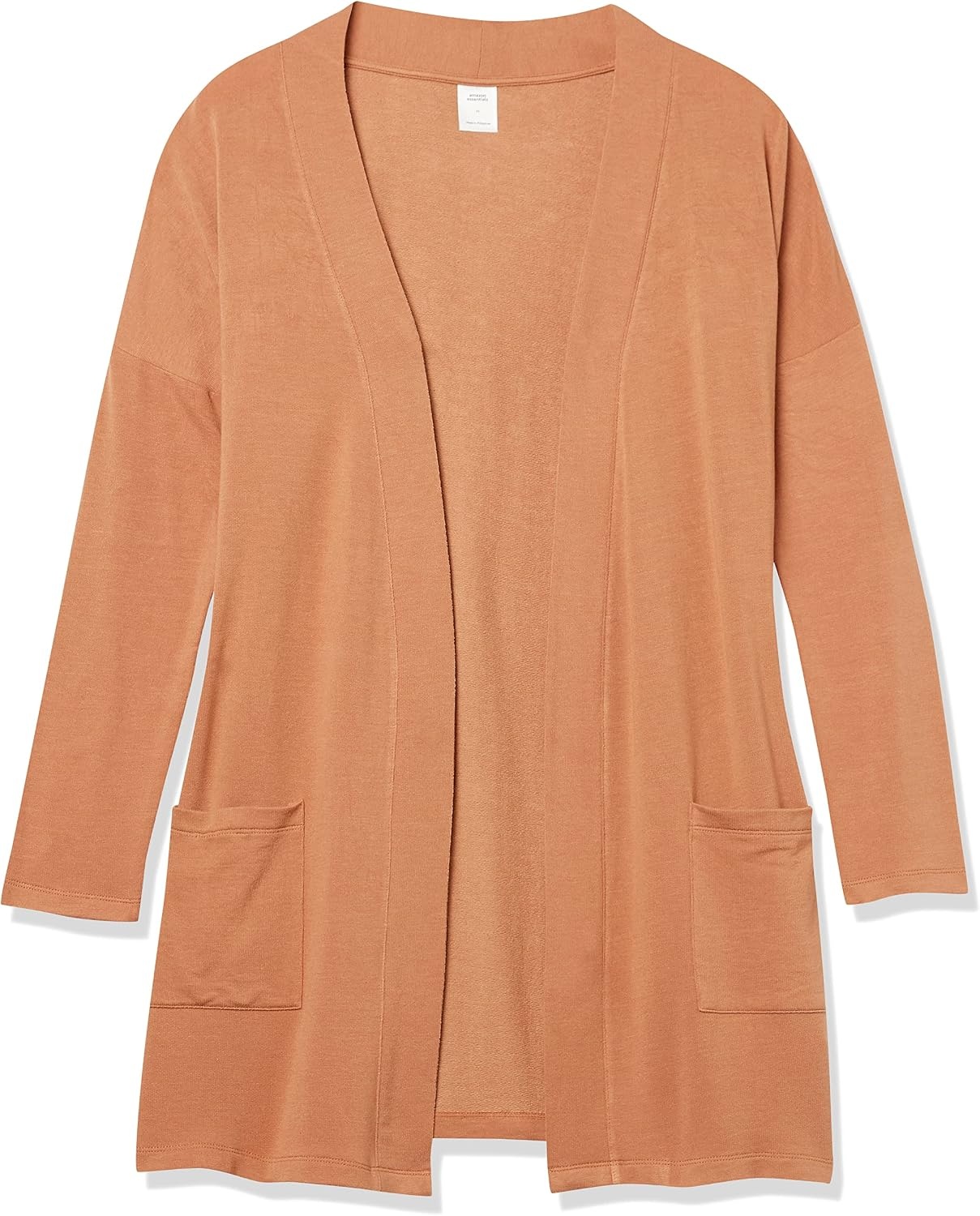 image:imageAmazon Essentials Womens RelaxedFit UltraLightweight OpenFront CardiganLight Caramel