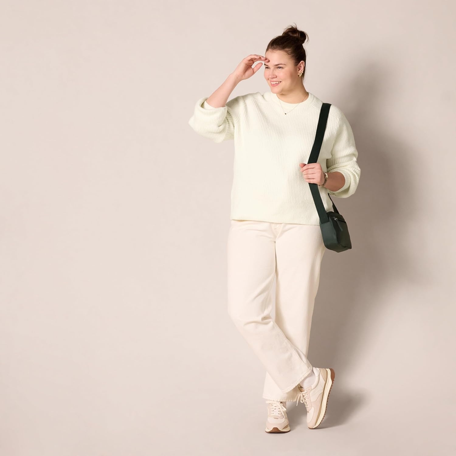 image:imageAmazon Essentials Womens Ribbed Long Sleeve Crewneck SweaterEggshell White