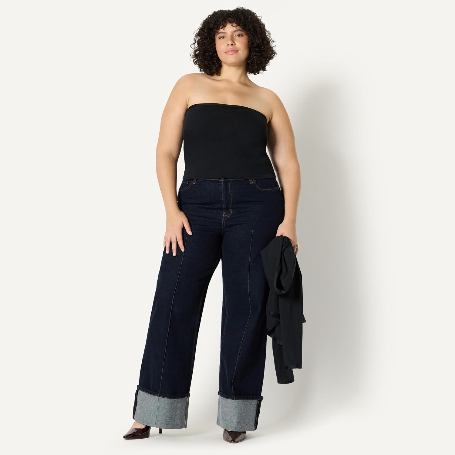 image:imageAmazon Essentials Womens SlimFit Ribbed Cardigan amp Cami Set with Removable StrapsBlack