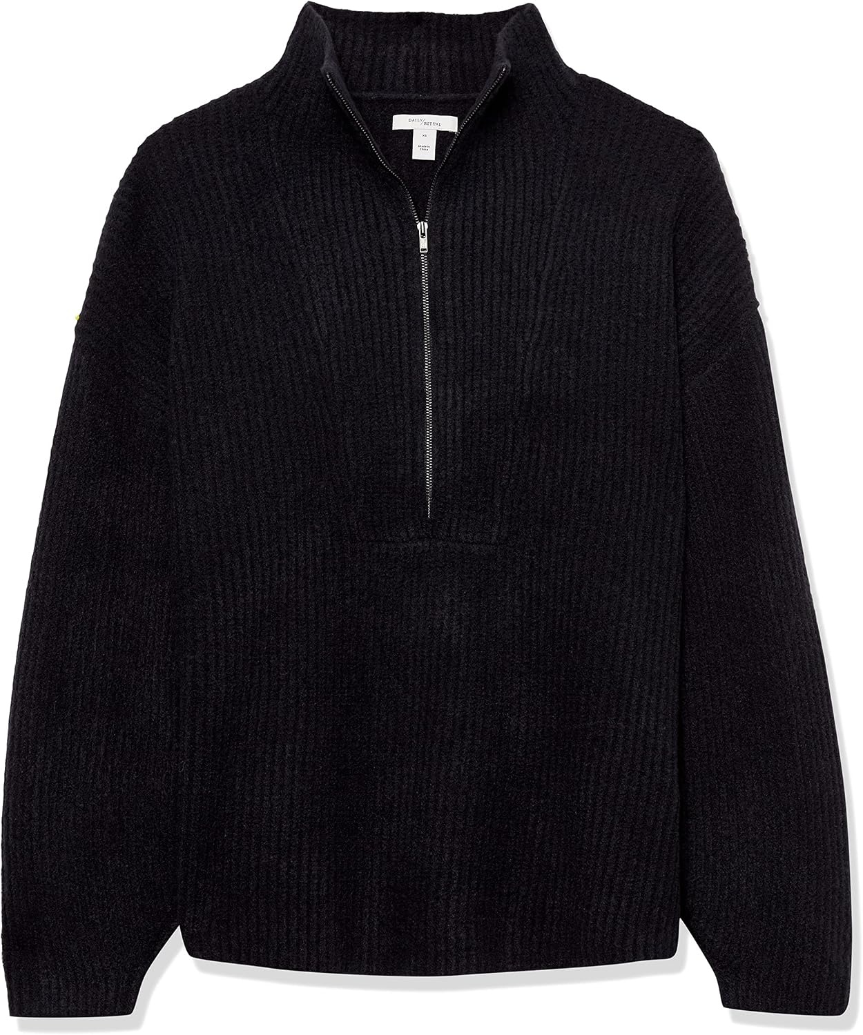 image:imageAmazon Essentials Womens Sweaters Dressy Casual Mid Gauge Stretch Half Zip Polo CollarBlack