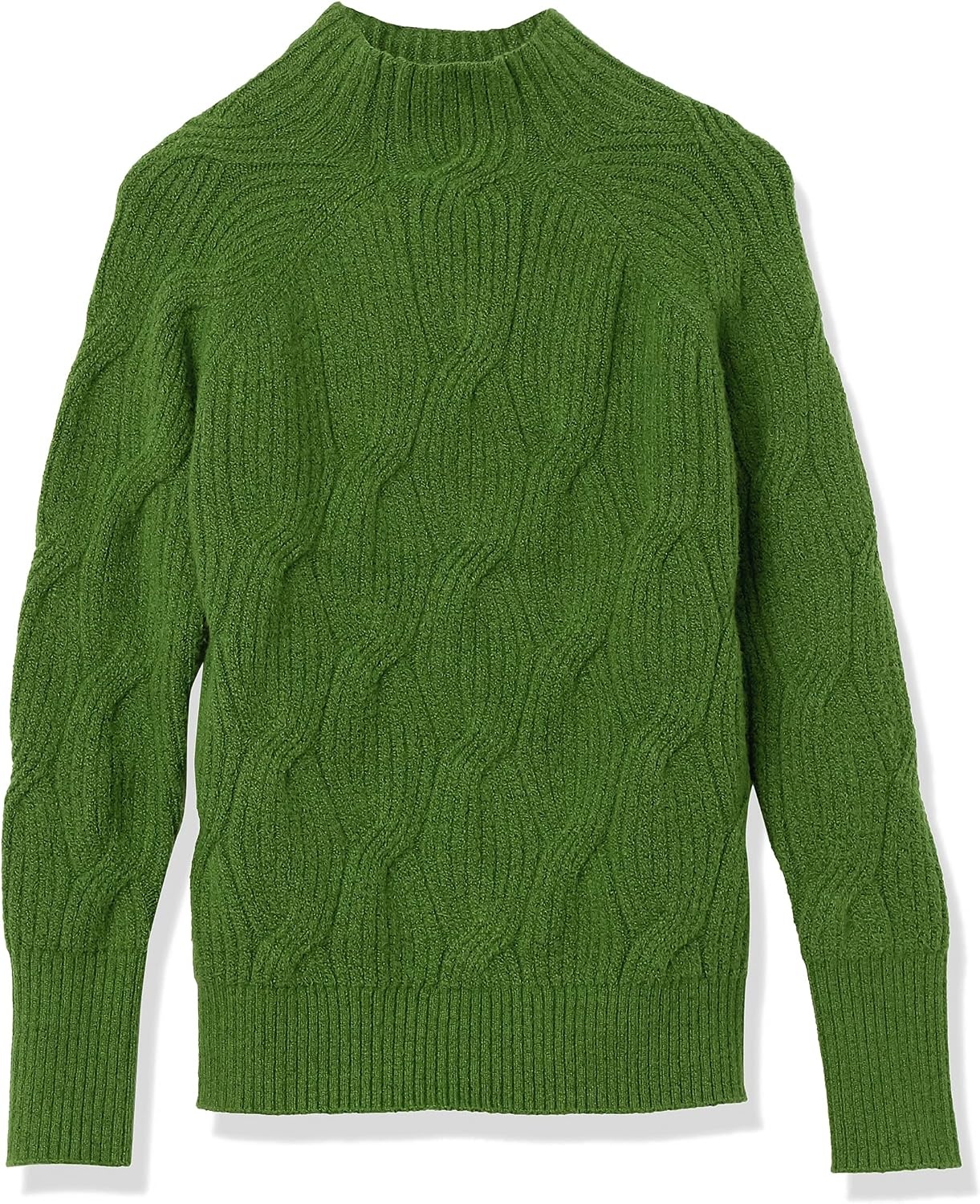 image:imageAmazon Essentials Womens Winter LongSleeve Sweater Soft Touch Funnel Neck Cable KnitGreen
