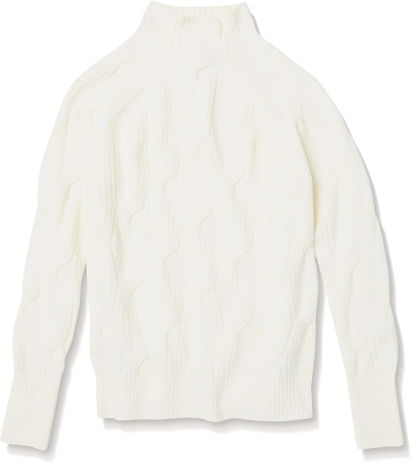 image:imageAmazon Essentials Womens Winter LongSleeve Sweater Soft Touch Funnel Neck Cable KnitIvory