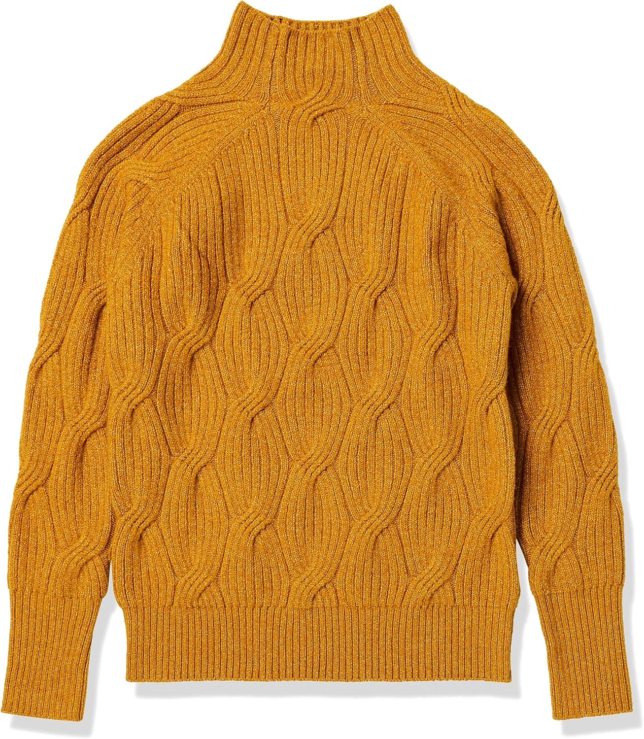 image:imageAmazon Essentials Womens Winter LongSleeve Sweater Soft Touch Funnel Neck Cable KnitTobacco