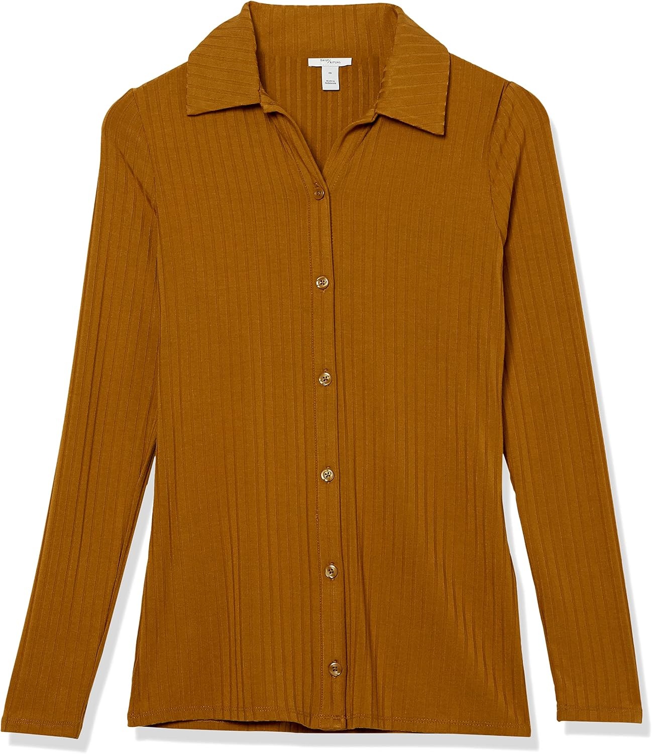 image:imageAmazon Essentials womens Wide Rib Long Sleeve Buttonup Collared Cardigan Pants Sold SeparatelyBrown