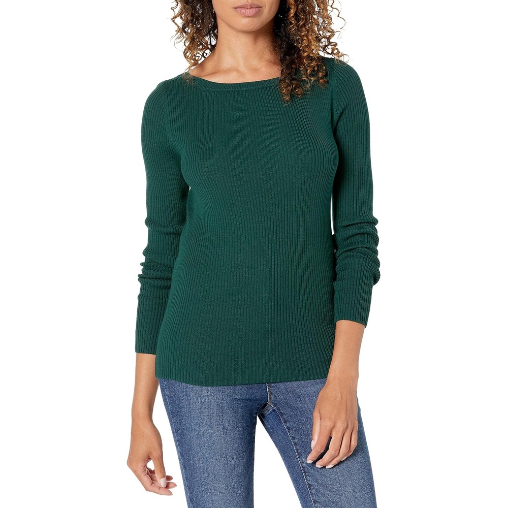image:imageAmazon Essentials Womens ClassicFit Lightweight LongSleeve SweaterForest Green
