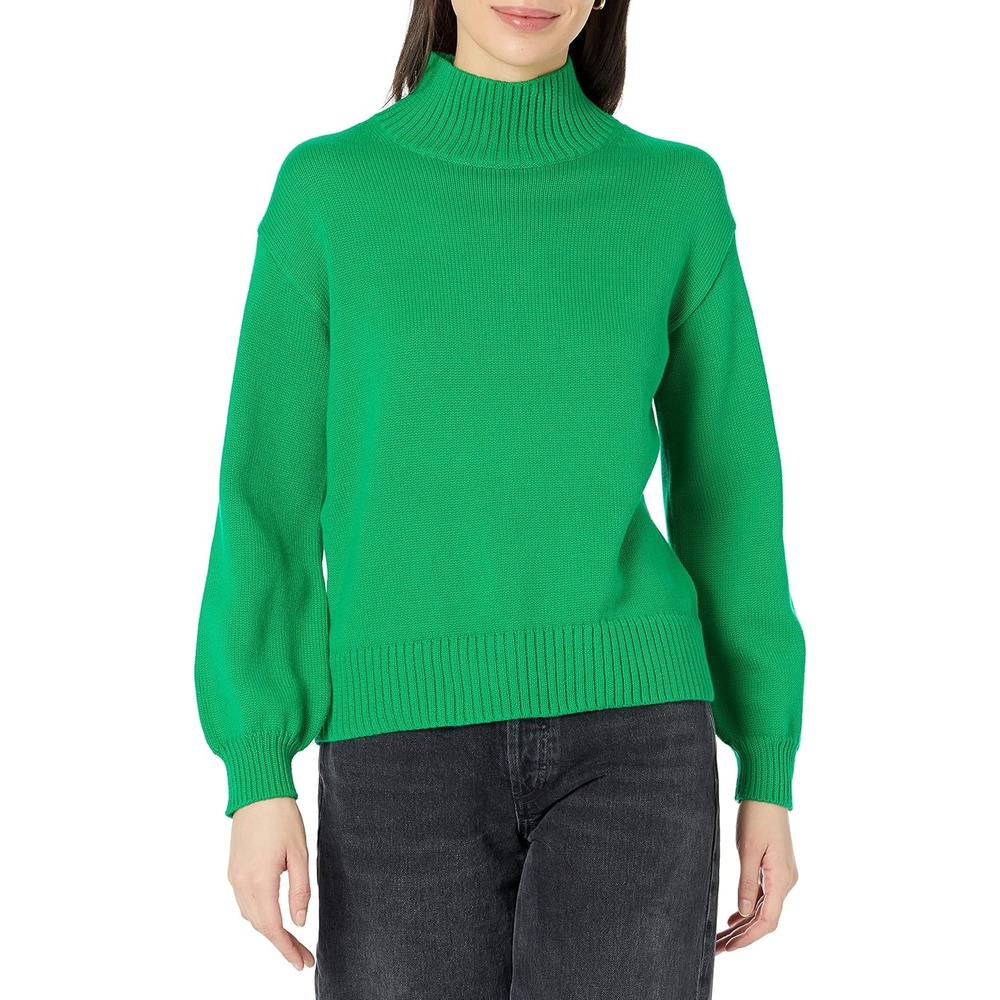 image:imageAmazon Essentials Womens Cotton Pullover Sweater FunnelNeck Available in Plus SizeGreen