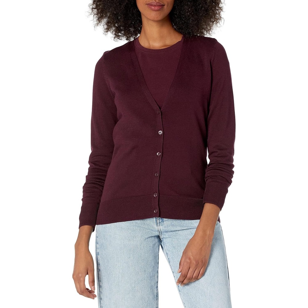 image:imageAmazon Essentials Womens Lightweight Cardigan SweaterBurgundy