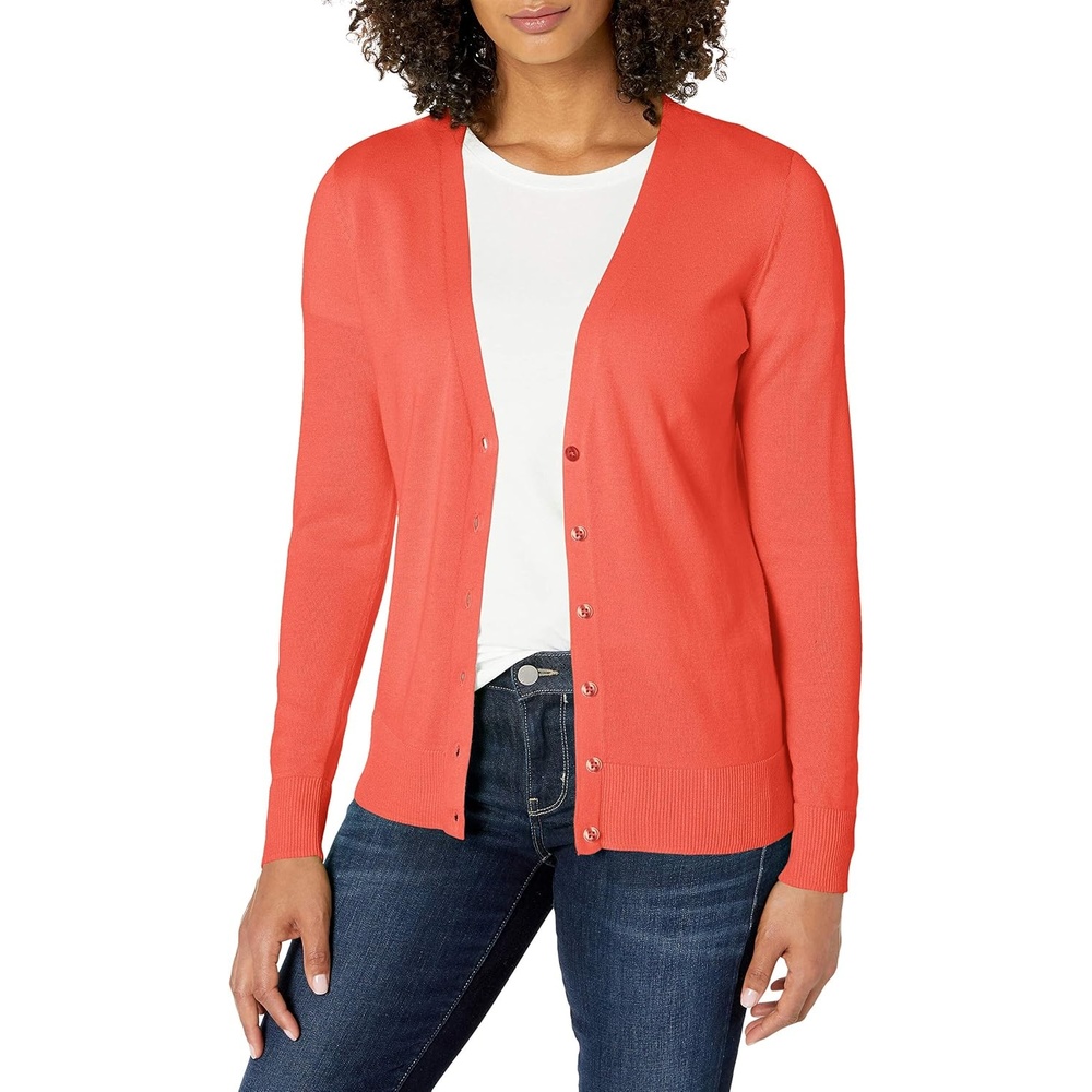 image:imageAmazon Essentials Womens Lightweight Cardigan SweaterCoral