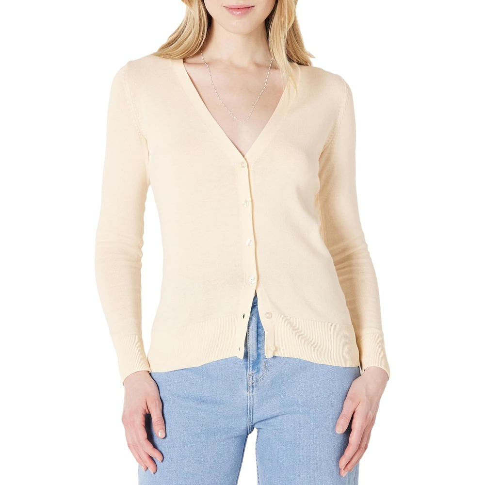 image:imageAmazon Essentials Womens Lightweight Cardigan SweaterEcru