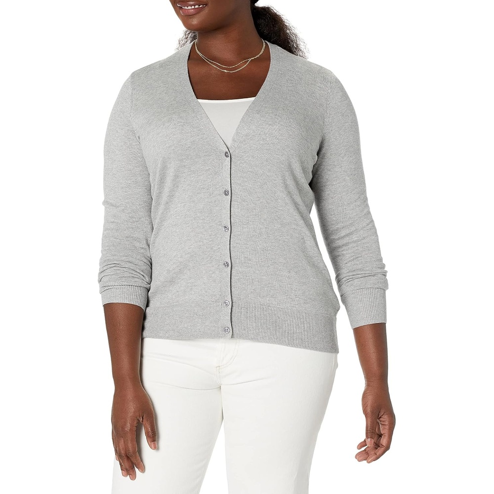 image:imageAmazon Essentials Womens Lightweight Cardigan SweaterLight Grey Heather