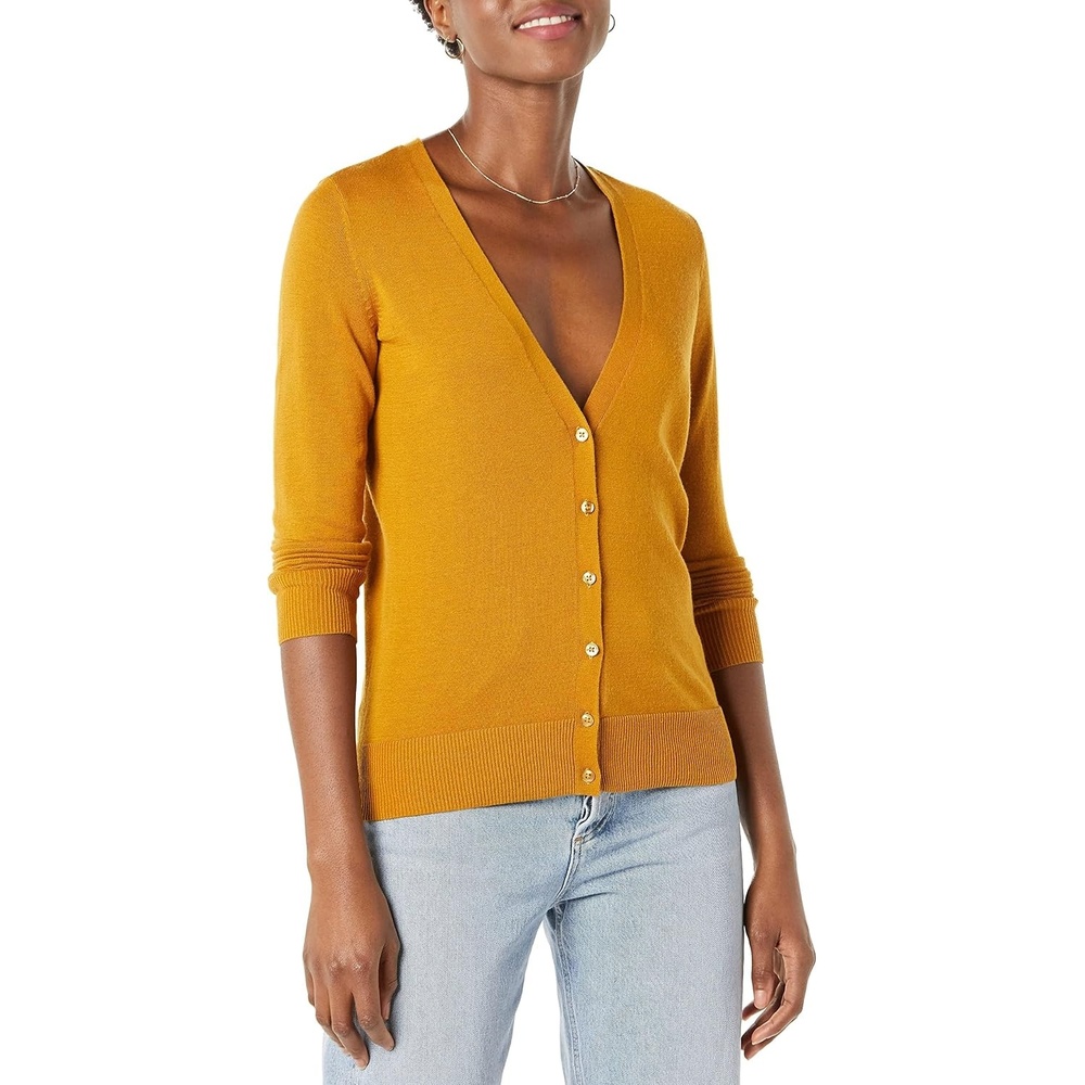 image:imageAmazon Essentials Womens Lightweight Cardigan SweaterTobacco