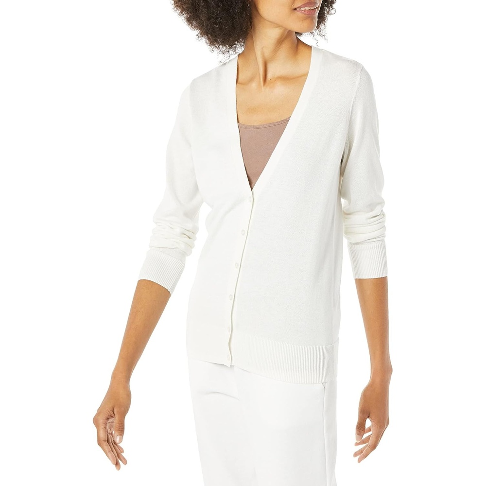 image:imageAmazon Essentials Womens Lightweight Cardigan SweaterWhite