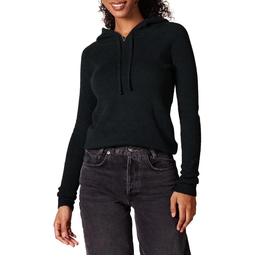 image:imageAmazon Essentials Womens Long Sleeve Soft Touch Hooded Pullover SweaterBlack