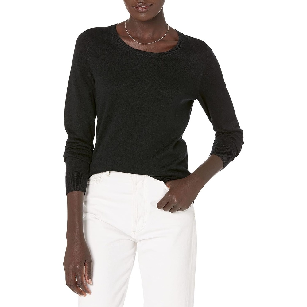 image:imageAmazon Essentials Womens LongSleeve Lightweight Crewneck Sweater Flattering Available in Plus SizeBlack