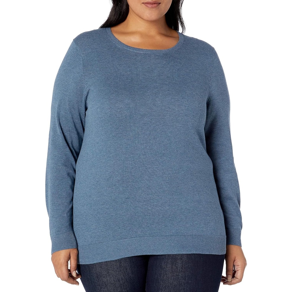 image:imageAmazon Essentials Womens LongSleeve Lightweight Crewneck Sweater Flattering Available in Plus SizeBlue
