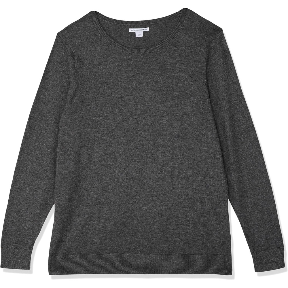 image:imageAmazon Essentials Womens LongSleeve Lightweight Crewneck Sweater Flattering Available in Plus SizeCharcoal Heather