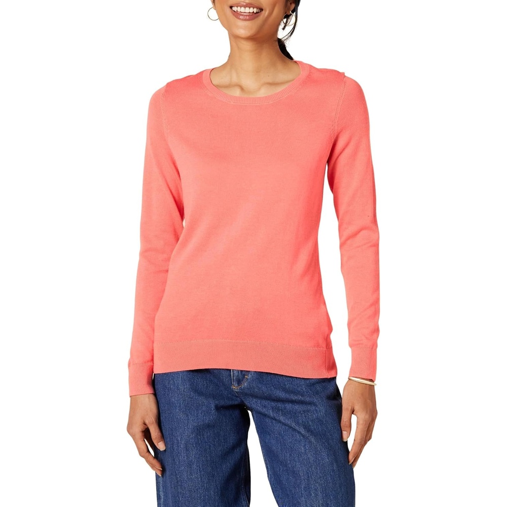 image:imageAmazon Essentials Womens LongSleeve Lightweight Crewneck Sweater Flattering Available in Plus SizeCoral Pink