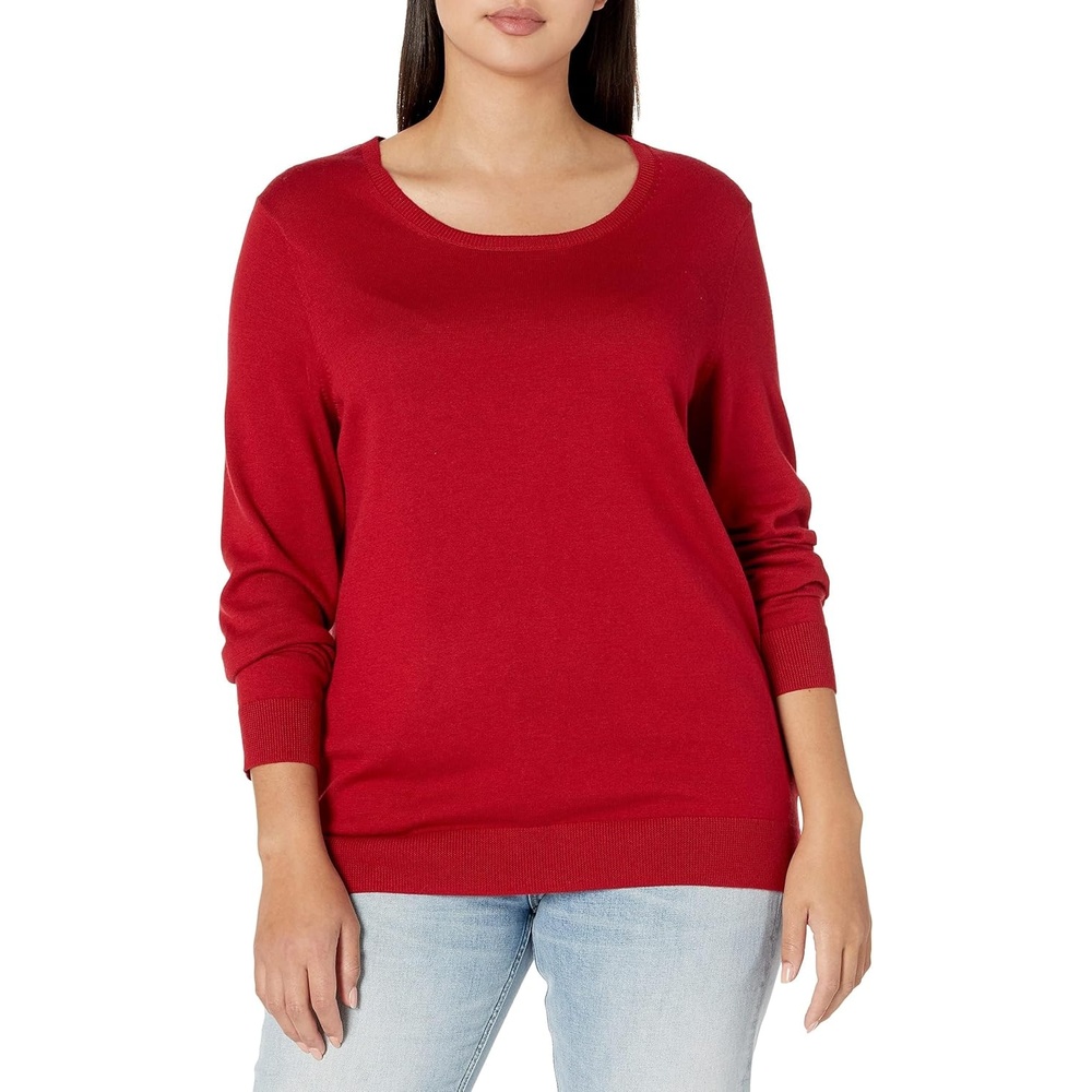 image:imageAmazon Essentials Womens LongSleeve Lightweight Crewneck Sweater Flattering Available in Plus SizeRed
