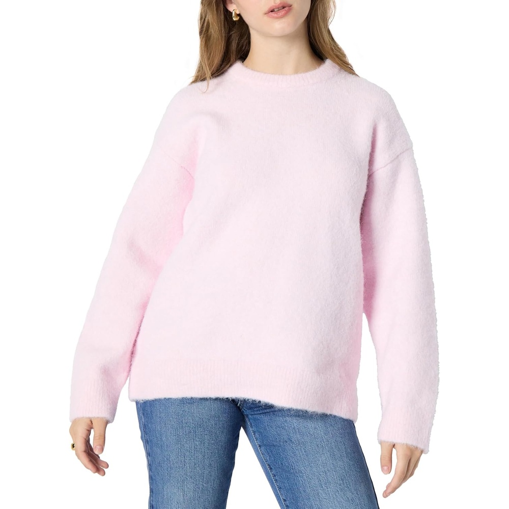 image:imageAmazon Essentials Womens OversizedFit Faux Mohair Crewneck SweaterPastel Lilac