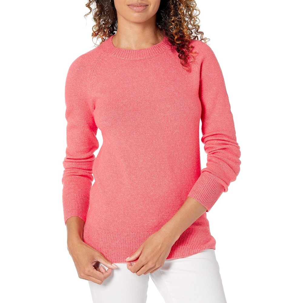 image:imageAmazon Essentials Womens RegularFit Soft Touch Crewneck LongSleeve SweaterCoral Pink