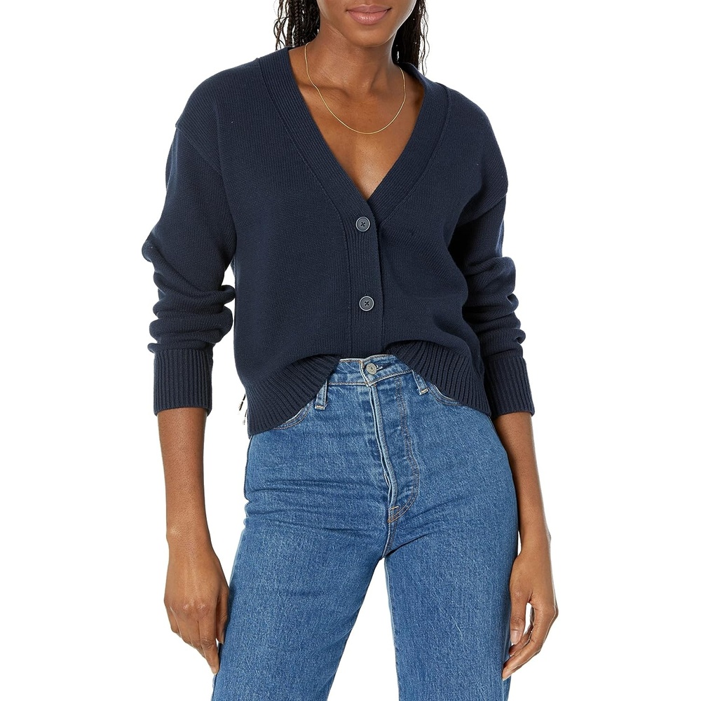 image:imageAmazon Essentials Womens Relaxed Fit Midweight Cardigan SweaterNavy
