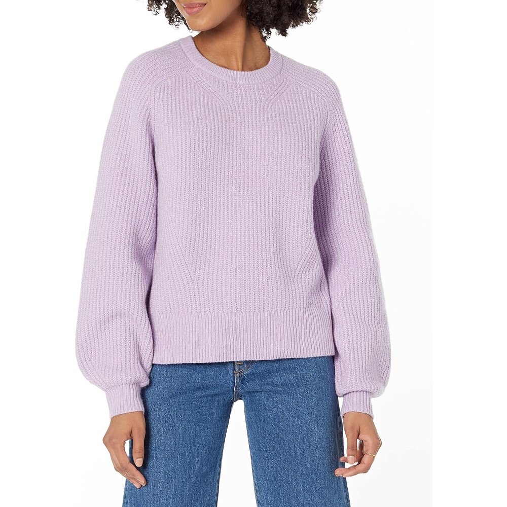 image:imageAmazon Essentials Womens Ribbed Long Sleeve Crewneck SweaterPastel Lilac