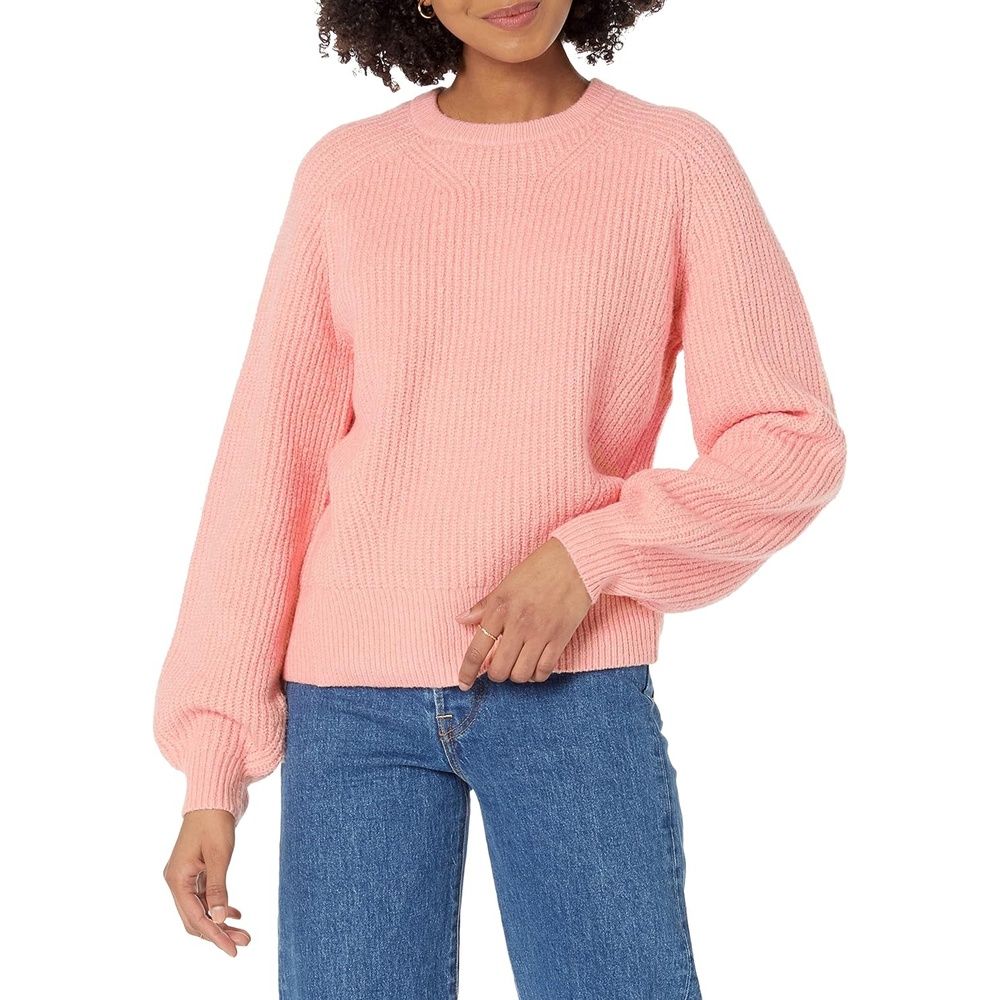 image:imageAmazon Essentials Womens Ribbed Long Sleeve Crewneck SweaterPeach