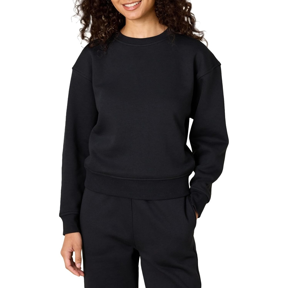 image:imageAmazon Essentials x Sofia Grainge Womens Relaxed Fit Boxy Drop Shoulder Crewneck SweatshirtBlack