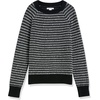 Amazon Essentials Crewneck Sweater for Women, Soft-Touch(Charcoal/White/Black Textured Stripe)