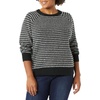 Amazon Essentials Crewneck Sweater for Women, Soft-Touch(Charcoal/White/Black Textured Stripe)