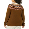 Amazon Essentials Crewneck Sweater for Women, Soft-Touch(Dark Chestnut Brown Heather/Coral Pink/Beige Fairisle)