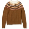 Amazon Essentials Crewneck Sweater for Women, Soft-Touch(Dark Chestnut Brown Heather/Coral Pink/Beige Fairisle)