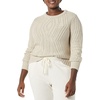 Amazon Essentials Women’s 100% Cotton Crewneck Cable Sweater(Beige)