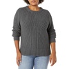Amazon Essentials Women’s 100% Cotton Crewneck Cable Sweater(Charcoal Heather)