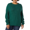 Amazon Essentials Women’s 100% Cotton Crewneck Cable Sweater(Dark Green)