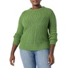 Amazon Essentials Women’s 100% Cotton Crewneck Cable Sweater(Green)