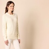 Amazon Essentials Women’s 100% Cotton Crewneck Cable Sweater(Ivory)
