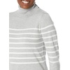 Amazon Essentials Women’s Classic-Fit Lightweight Long-Sleeve Sweater(Light Grey Heather/White Placed Stripe)