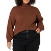 Amazon Essentials Women’s Cotton Pullover Sweater, Funnel-Neck (Available in Plus Size)(Deep Brown)