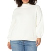 Amazon Essentials Women’s Cotton Pullover Sweater, Funnel-Neck (Available in Plus Size)(Eggshell White)