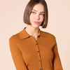 Amazon Essentials Women’s Fine Gauge Stretch Polo Ribbed Cardigan (Previously Daily Ritual)(Dark Caramel)