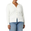 Amazon Essentials Women’s Fine Gauge Stretch Polo Ribbed Cardigan (Previously Daily Ritual)(Ivory)