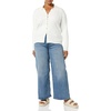 Amazon Essentials Women’s Fine Gauge Stretch Polo Ribbed Cardigan (Previously Daily Ritual)(Ivory)