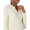 Amazon Essentials Women’s Fine Gauge Stretch Polo Ribbed Cardigan (Previously Daily Ritual)(Sand Heather)