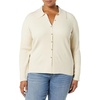 Amazon Essentials Women’s Fine Gauge Stretch Polo Ribbed Cardigan (Previously Daily Ritual)(Sand Heather)