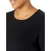 Amazon Essentials Women’s Lightweight Cable Knit Long Sleeve Sweater(Black)