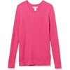 Amazon Essentials Women’s Lightweight Cable Knit Long Sleeve Sweater(Bright Pink)