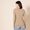 Amazon Essentials Women’s Lightweight Cable Knit Long Sleeve Sweater(Camel Heather)