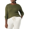 Amazon Essentials Women’s Lightweight Cable Knit Long Sleeve Sweater(Dark Olive)
